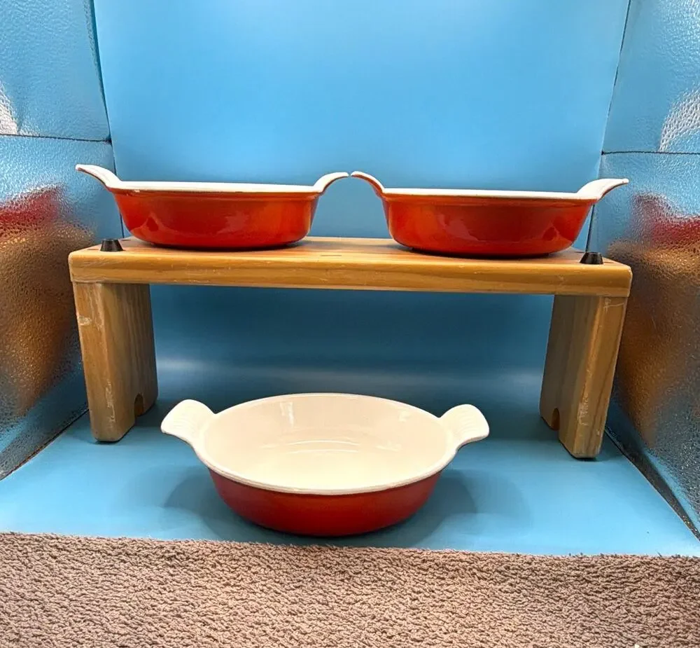 Vintage Descoware cast iron Ceramic Baking Dishes w/ Handles 0.5 Qt# FE-14.5